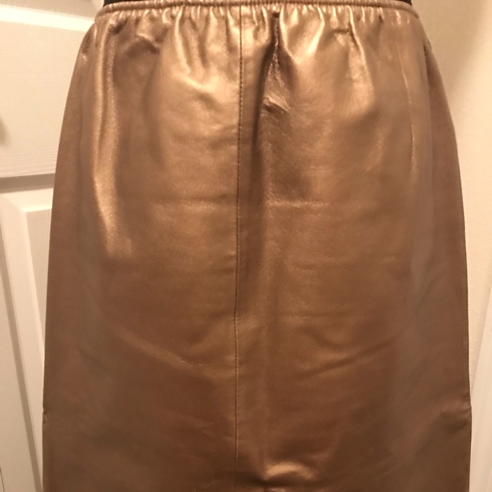 Bronze fully lined maxi leather skirt